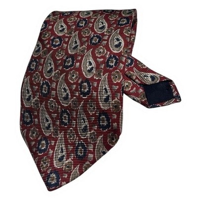 Vintage Brooks Brothers Makers Tie Paisley Floral Red Blue USA Silk Necktie