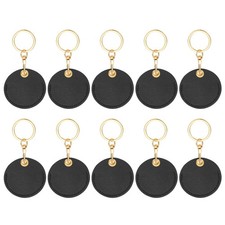 10pcs Leather Keychain,55mm Sublimation Keychain Blanks,Round,Black