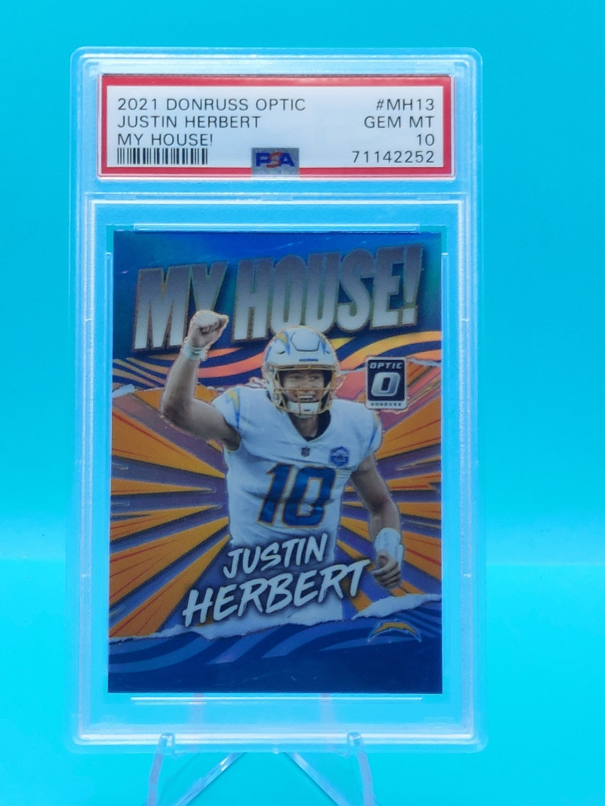 JUSTIN HERBERT - 2021 Panini Donruss Optic #MH13 My House! Prizm - PSA GEM MT 10