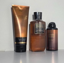 Bath  Body Works Mahogany Teakwood Full Size Spray, Body Wash  Body Cream