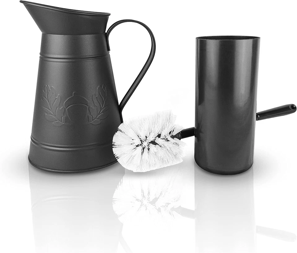 ® Scopino per WC – Caraffa in Metallo (Nero) – Scopino per WC Vintage – Scopino  - Immagine 2 di 4