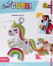 DMG DIY Sew Cute Unicorn Rainbow Kids Felt Backpack Clip Sewing Kit