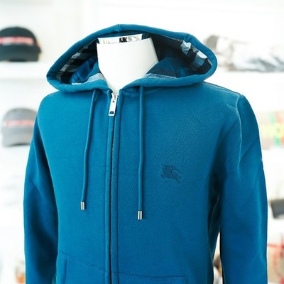 Burberry Men's Hoodie Claredon 40504161 Mineral Blue Cotton Horse