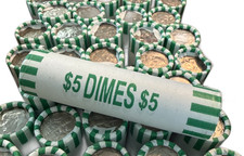 Unsearched Bank Wrapped Roll of Dimes New Sealed Box Coin Roll Hunting OBW