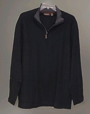 NWT Tasso Ella - 100 Cotton 1/4 Zip Deep Black Mock Neck Sweater - Men's XL