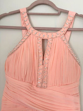Quiz UK 10 Beaded Peach Chiffon Lined Dress Worn Once For Prom