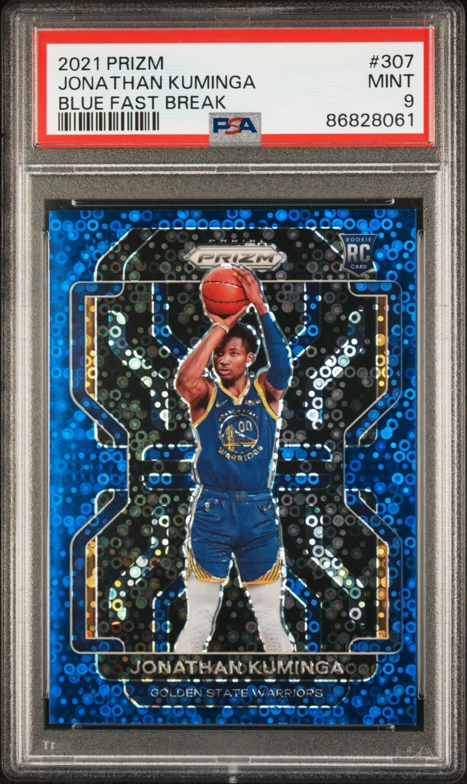 2021 Prizm #307 Jonathan Kuminga Blue Fastbreak /150 Rookie RC **MINT** PSA 9