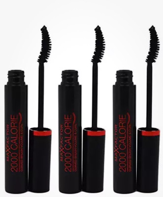 Max Factor 2000 Carlorie Mascara Curved Brush for Women, Black (3 Pack)