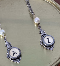 Cream Vintage Typewriter Key Letter Necklace 18