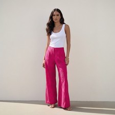 Johnny Was Kolbie Wide Leg Pants Rising Sun in Love Potion Pink Size Large NWT
