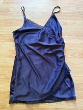 Urban Outfitters Margaux Satin Wrap Slip Dress Latge Navy EC