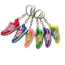 Mini Sneaker Keychains - Colorful Sports Shoe Key Rings Lot of 18 NEW 