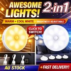 3X Motion Sensor LED Indoor Night Light USB Rechargeable Wall Mount Lamp 500mAh