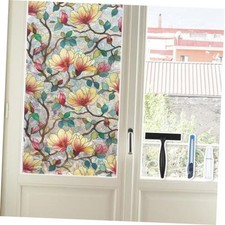 Window Privacy Film, Rainbow Decorative 17.5" x 78.7" Removable Magnolia Flower