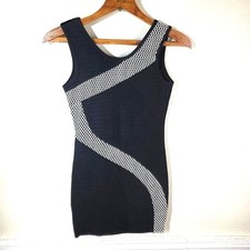 Guess Women's Black White Asymmetrical One Shoulder Bodycon Mini Dress Size S