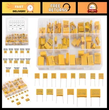135 PCS Assorted Polypropylene Safety Capacitors Kit 1nF-1uF 275VAC for DIY, Rad