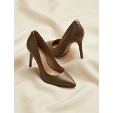 Michael Kors Dorothy Flex Pump Dark Khaki Leather Pointed Toe Stiletto Heels