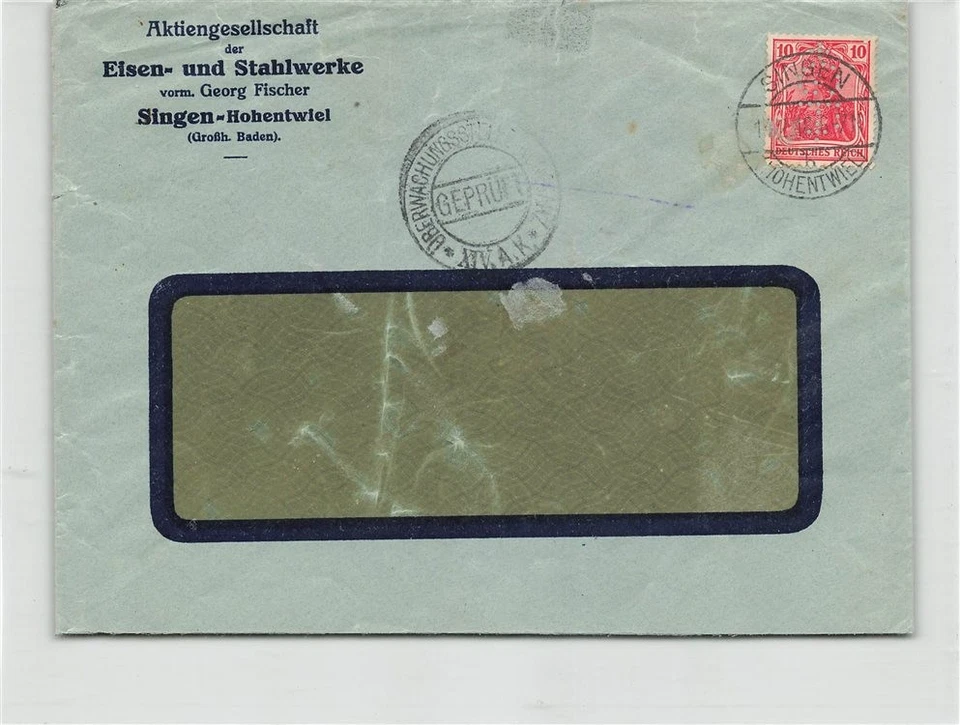 113970) DR Blg mit Perfin/Firmenlochung GF Singen, vorm. Georg Fischer, Zensur - Bild 1 von 1