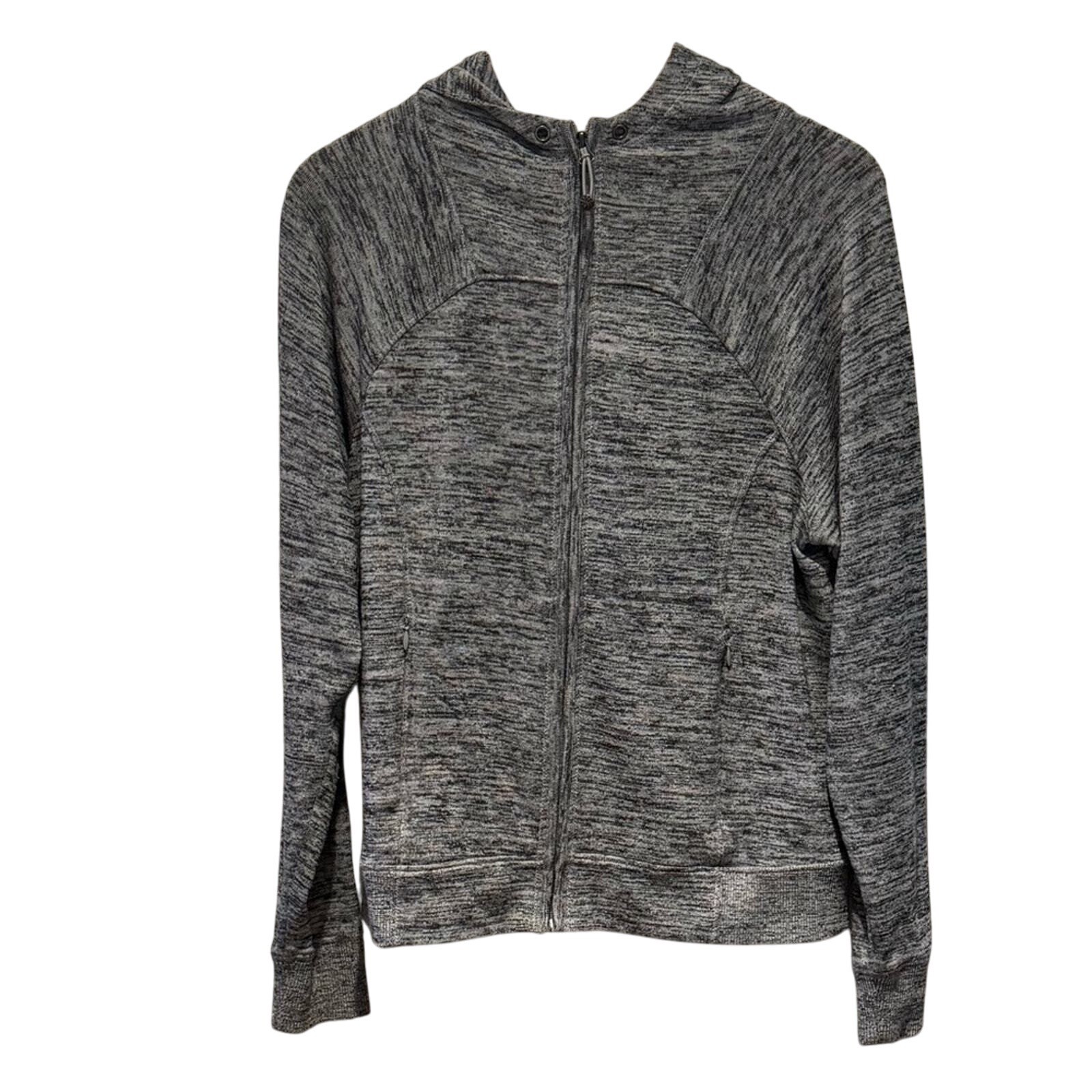 Athleta Strength Full Zip Hoodie Womens Medium Gray Space Dye Activewear Jacket
