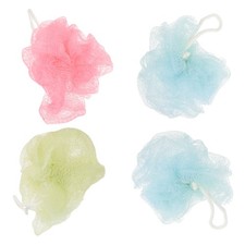 4Pcs Eco Friendly Reusable Bath Mesh Pouf Shower Sponge for Gentle Cleansing
