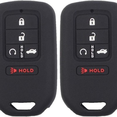 2pcs 5 Buttons Black Silicone Smart Key Fob Cover Case Skin - 2pcs black