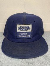 Vintage Ford Tractors Equipment SnapBack Patch Trucker Hat Cap Blue 80  s USA