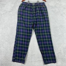 Polo Ralph Lauren Plaid Pajama Pants Mens Large Blue Green Flannel Drawstring