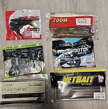 Bundle of 6 Worm Craw Bags Bass Lures Assorted Colors Styles Yamamoto Googan