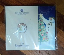 The Snowman 2024 UK 50p BUNC Colour Coin in sealed Royal Mint Pack