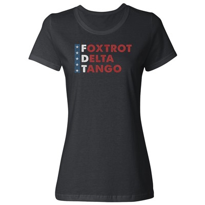 Foxtrot Delta Tango - Usa Flag Anti-Trump Phonetic Ladies' Crewneck T-Shirt