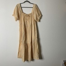 Madewell Square-Neck Tiered Midi Dress in Sunflower Field XL