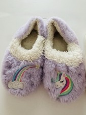 Girls  Purple Unicorn  Rainbow Slippers Size 7-8