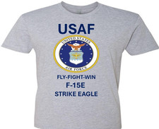 F-15E STRIKE EAGLE  AIRCRAFT SHIRT W/EMBLEM USAF OFFICIALLY LICENSED