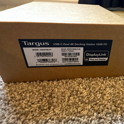 Targus USB-C Dual 4K Docking Station 100W PD DisplayLink DOCK182-A1