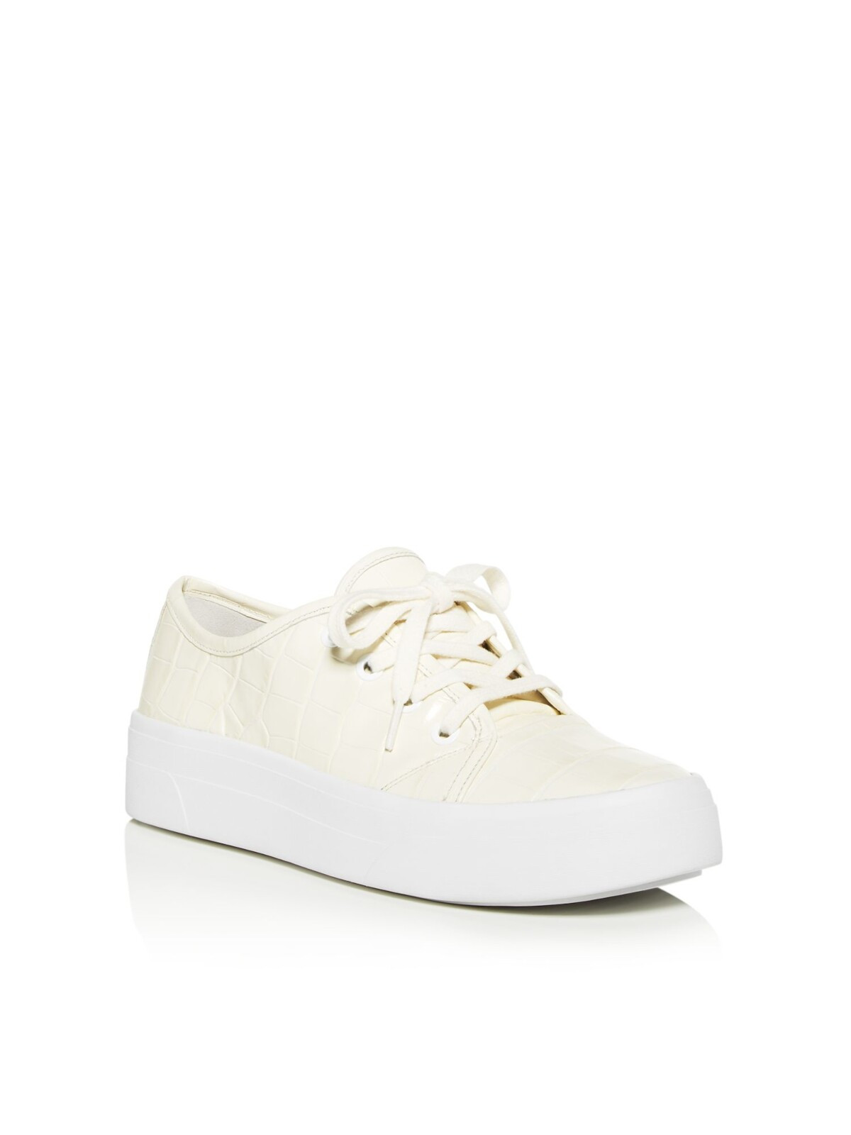 VIA SPIGA Женские Кожаные Спортивные Кроссовки Молочного Цвета Слоновой Кости Крокодиловый Альт на Платформе 75 М 9490₽