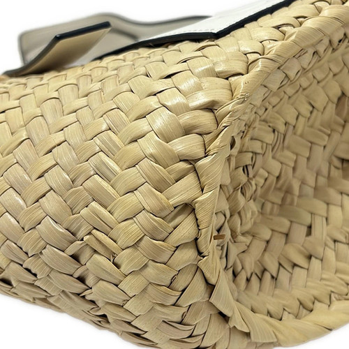 Auth LOEWE Basket - Beige White Palm Leaf Calf Leather Tote Bag - Picture 5 of 8