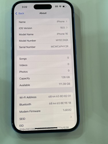 APPLE IPHONE 16 MYEC3X/A IN ULTRAMARINE 128GB IN BOX - UNLOCKED - Picture 3 of 17