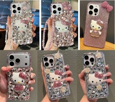 Bling 3d Hello Kitty Crystal Diamond Case For Iphone 17 16 15 14 13 12 Pro Max