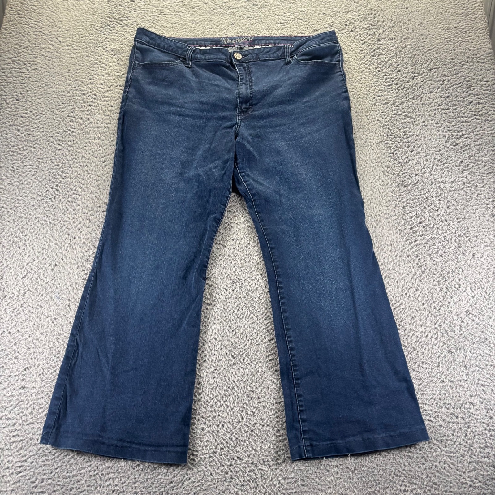 Women Size 19/20  Blue Dark Wash Cotton Stretch Flared Boot 