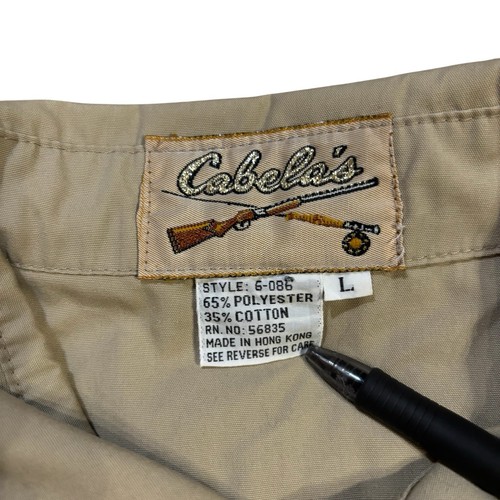 Cabelas 6-086 Hunting Fishing Safari Khaki Beige Belted Field Jacket Large Vtg - Picture 6 of 13