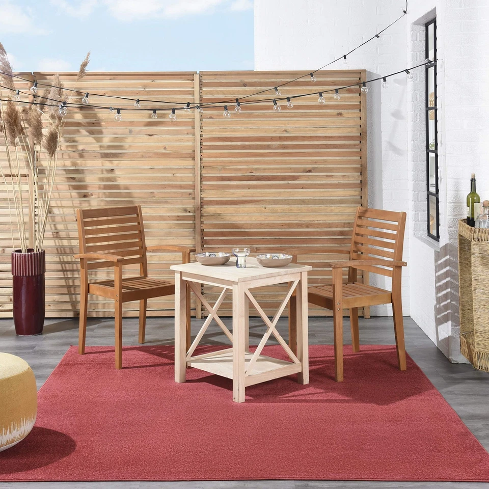 Alfombra de exterior cuadrada roja ladrillo 5X5 pila baja fácil de limpiar para uso en interiores y exteriores Foto 4 de 4