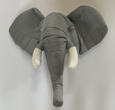 Large Wild & Soft Belgium Black & White Elephant Head New Nursery Wall Mount