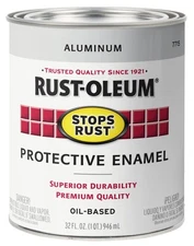 Rust-Oleum 7715502 Stops Rust Gloss Brush On Paint, Quart, Metallic Aluminum