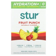 Hydration + Electrolytes + Antioxidants Drink Mix, Fruit Punch, 8 Sticks, 0.14