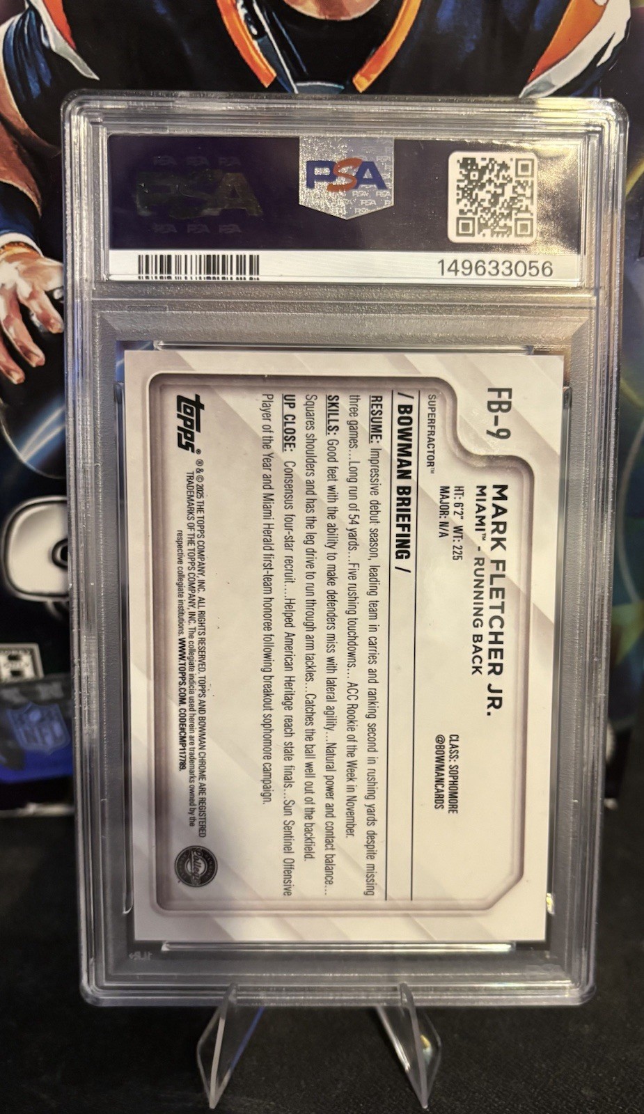 2024 TOPPS MARK FLETCHER JR. BOWMAN U CHROME NSCC SUPERFRACTOR 1/1 PSA 9 RC 🟠🟢 view 2