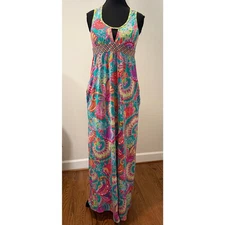 Trina Turk Folkloric Festival Maxi Dress in Turquoise Paisley Print
