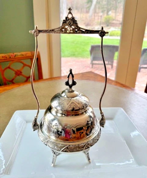 STUNNING Aurora Co. x3 Victorian SilverPlated Covered Butter Butter Dish Hanging