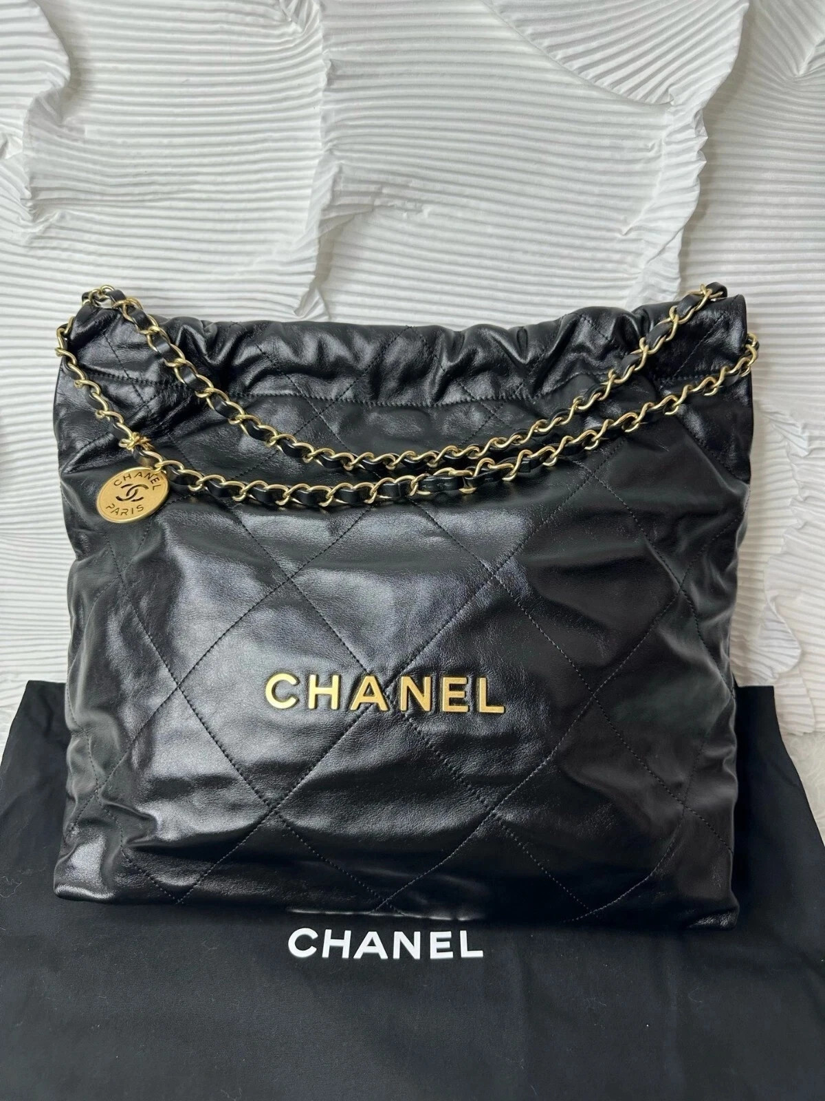 CHANEL Black Gold 22 Bag with Luxurious Finish