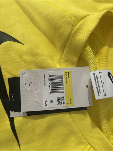 Nike Sweatshirt Men’s S Yellow with Tags Brand New with Tags - Picture 4 of 4