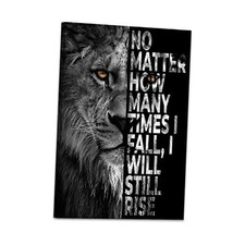 Lion Canvas Wall Art Black and White Animal Inspirational 24"L x 36"W lion 01